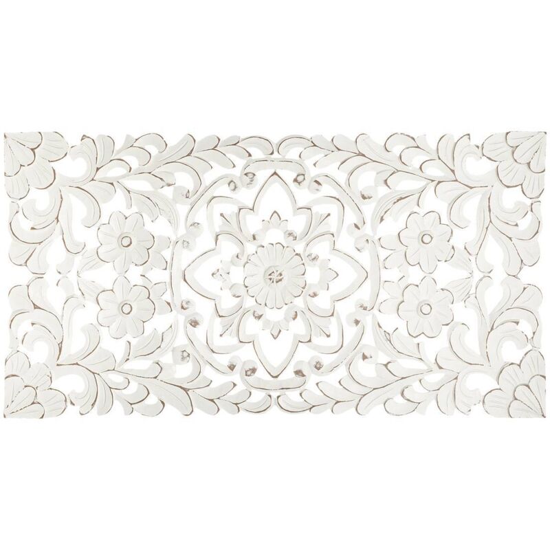 Atmosphera Fanny décoration murale en bois sculpté 45x1x85 cm, Blanc