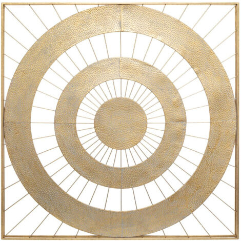 Atmosphera – Décoration murale en métal doré 90 x 90 cm – Design géométrique en fer effet vieilli – Élément contemporain pour salon ou chambre