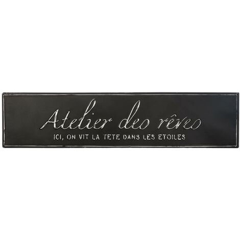 Atmosphera – Décoration murale en métal vieilli et rétro 78 x 18 cm – Texte en relief pour intérieur vintage – Facile à accrocher