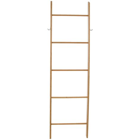 Atmosphera – Échelle porte-serviette en bambou 5 niveaux – Longueur 45 cm x Largeur 4 cm x Hauteur 170 cm – Installation murale facile - 5five