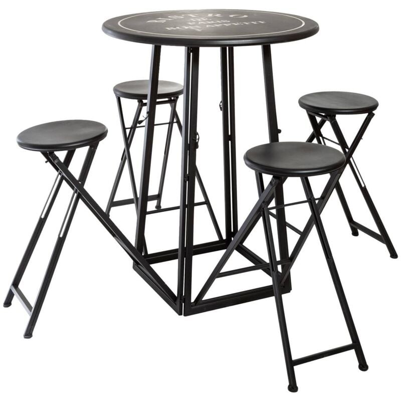 Table 4 chaises d extérieur noir et blanc D77,5cm Atmosphera créateur d'intérieur