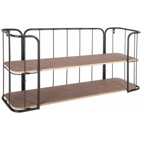 Atmosphera – Étagère murale en bois et métal 75x36cm – Style vintage pour salon ou bureau – Charge maximale 30kg – Fixation murale incluse