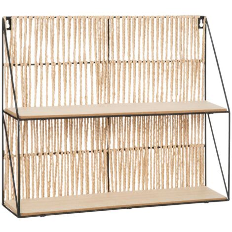 Atmosphera – Étagère murale en métal et bois 48 x 12 x 40 cm – 2 tablettes – Fixation facile – Design contemporain pour entrée ou pièce de vie