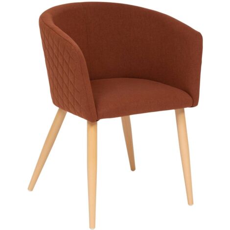 Atmosphera – Fauteuil à dîner Marlo en velours ambre – Pieds compas en bois de hêtre – Assise rembourrée en mousse haute résilience – Dimensions L. 55 x P. 55 x H. 76 cm