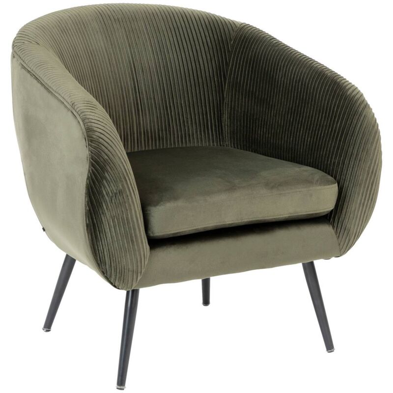 Fauteuil velours kaki Solaro Atmosphera