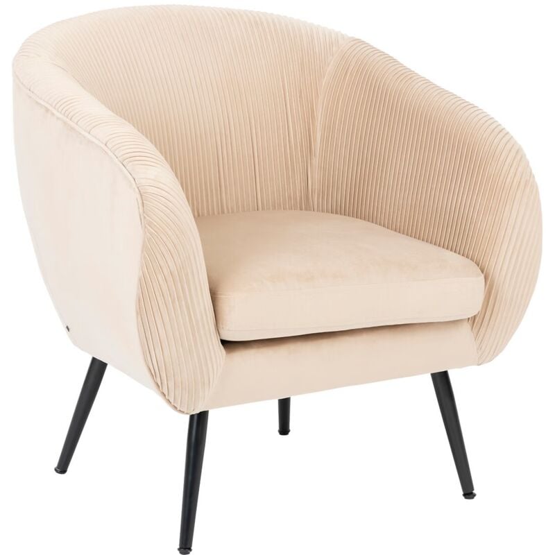 Fauteuil En Velours Solaro Beige Atmosphera