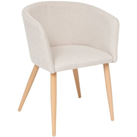 Atmosphera – Fauteuil de dîner Marlo en velours beige – Dossier incurvé et accoudoirs – Pieds en métal noir – Dimensions L. 55 x P. 55 x H. 76 cm