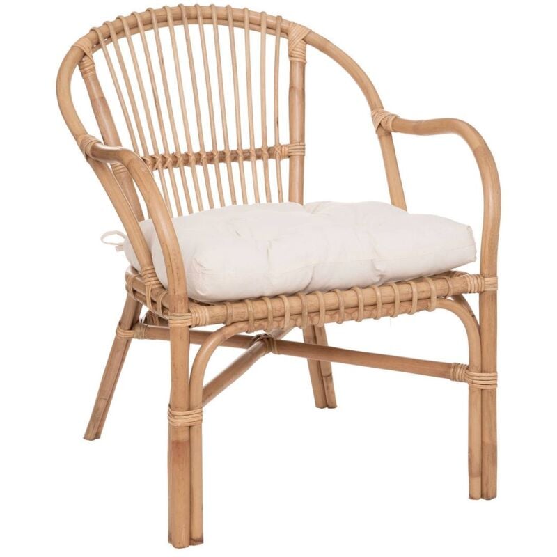 Fauteuil Neta rotin tissu blanc Atmosphera créateur d'intérieur