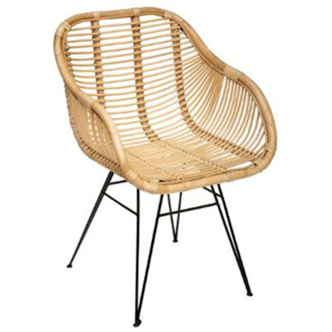 Atmosphera – Fauteuil en rotin 'Koeta' 85cm – Acier et rotin – Hauteur d'assise 46,5cm – Style naturel pour intérieur moderne