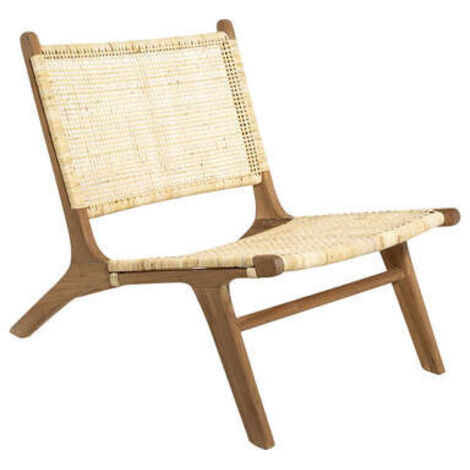 Atmosphera – Fauteuil en teck et rotin – Design bohème – Hauteur d'assise 38 cm – Dimensions 65 x 80 x 71 cm – Confort optimal pour salon et chambre