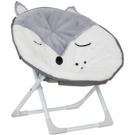 Atmosphera – Fauteuil enfant pliant renard gris – Dimensions 40,5 x 23,5 x 51 cm – Poids léger 1,62 kg – Pieds antidérapants pour sécurité