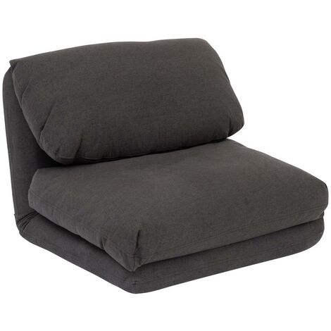 Atmosphera – Fauteuil relax multi-position 1 place en tissu gris – Dimensions L. 82 x P. 79 x H. 60 cm – Lit d'appoint L. 209 x l. 78 cm