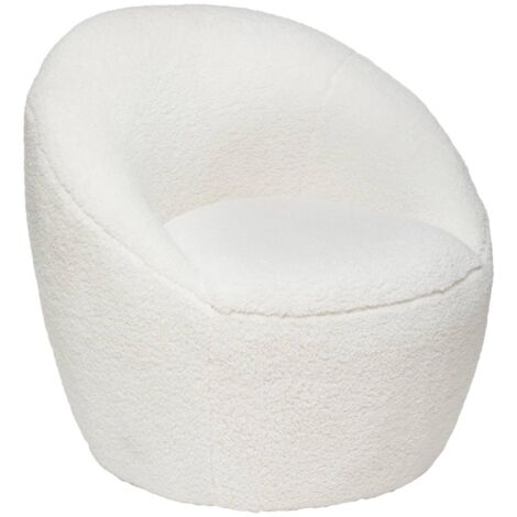 Atmosphera – Fauteuil relax Romi bouclette blanc – Revêtement polyester – Dimensions L. 75 x P. 77 x H. 70 cm – Hauteur d'assise 41 cm