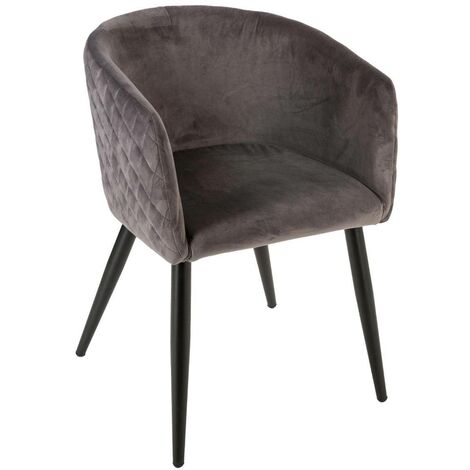 Atmosphera – Fauteuil séjour Marlo gris foncé – Structure en acier – Rembourrage mousse PU – Hauteur d'assise 49 cm – Dimensions L. 55 x l. 57 x H. 76 cm