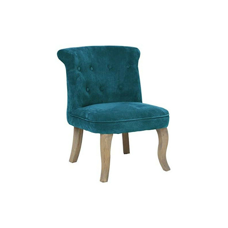Ac-déco - Fauteuil en velours - L 50 cm x l 56 cm x H 63 cm - Calixt - Bleu - Livraison gratuite - Bleu