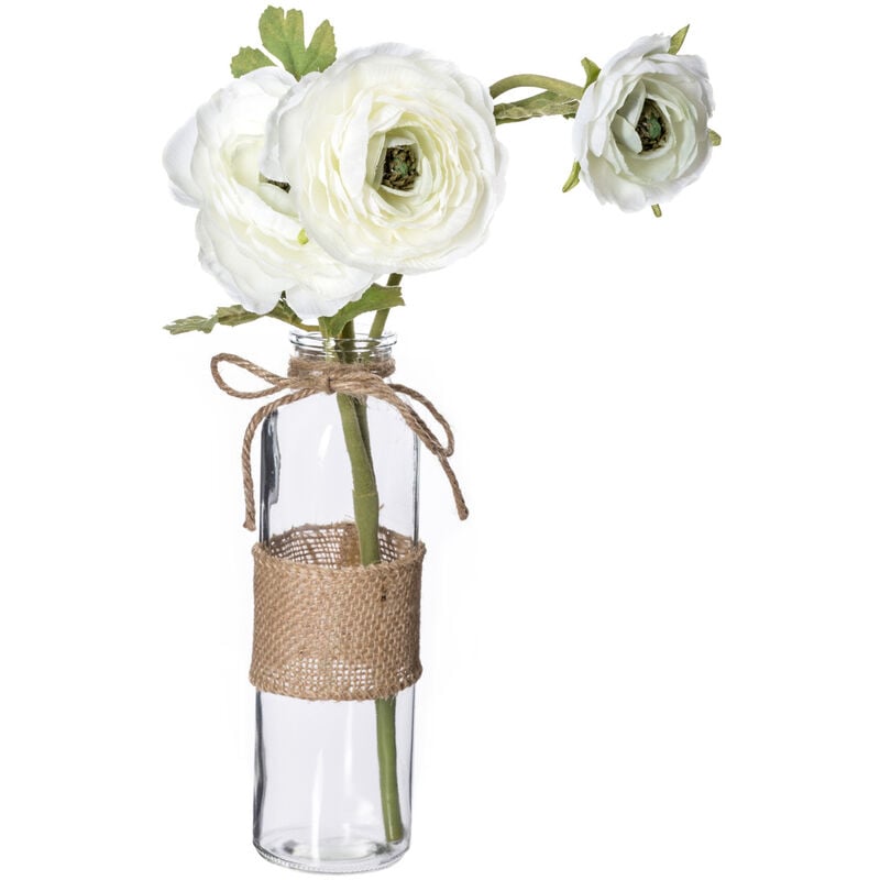 Fleurs artificielles dans un vase en verre CAMELLIA, 39,5 cm