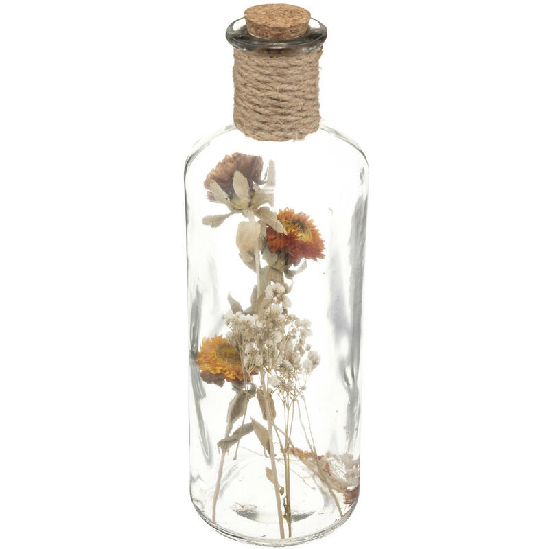 Atmosphera - Fleurs séchées dans Bouteille en verre d 9 x h 28 cm Jaune