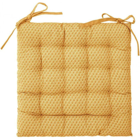 Atmosphera – Galette de chaise 38x38 cm – Housse 100% coton – Rembourrage en coton – Fixation par liens à nouer – Épaisseur 7,2 cm
