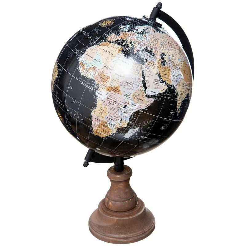 Globe Décoratif En Métal Et Pin H32 Noir - Atmosphera