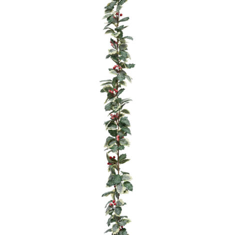 Atmosphera Guirlande en houx givré vert 180 cm