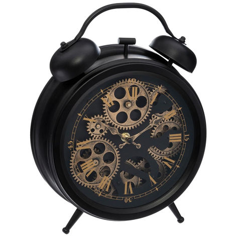 Atmosphera - Horloge à poser en métal Noir aspect vintage déco industrielle - Noir