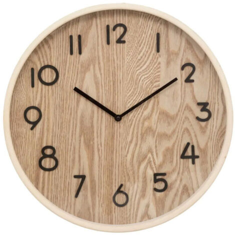 Atmosphera – Horloge murale 38cm en MDF et verre – Mouvement silencieux – Style naturel pour décoration intérieure moderne