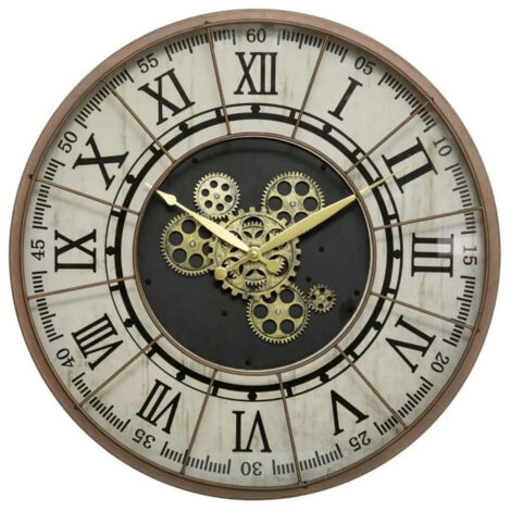 Atmosphera – Horloge murale vintage 57cm – Fer, verre, MDF et polypropylène – Silencieuse avec mouvement Jibang 8848 – Décoration rétro