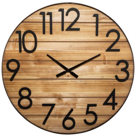 Atmosphera – Horloge murale vintage en métal et bois D70 – Cadre fer et fond MDF – Mécanisme silencieux – Décoration intérieure élégante