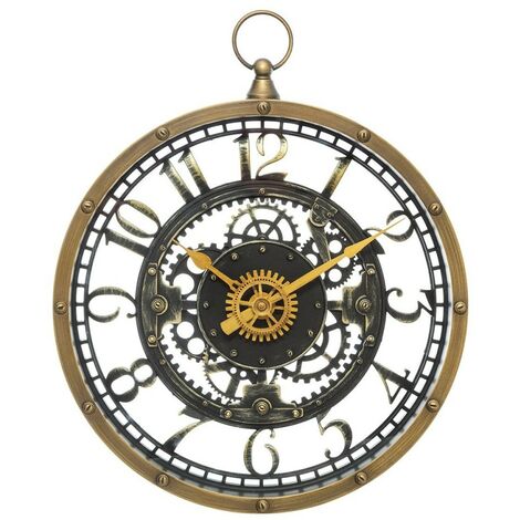 Atmosphera – Horloge silencieuse D27 – Design industriel en verre et ABS – D. 27 x 5,5 cm – Mécanisme sans bruit pour intérieur rétro