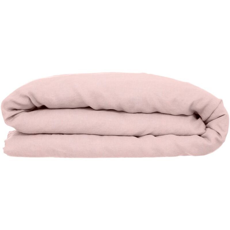 Housse de couette Linah lin lavé rose 260x240cm Atmosphera créateur d'intérieur