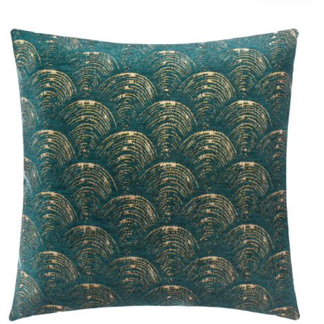 Atmosphera – Housse de coussin en chenille vert foncé 40 x 40 cm – Finition fil lurex or – Polyester et coton pour décoration intérieure - VERT 40 X