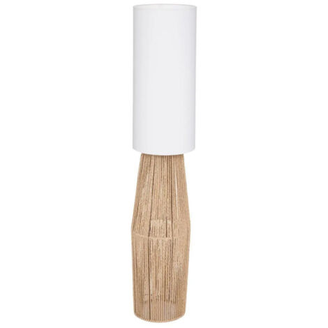 Atmosphera – Lampadaire salon 130cm en papier et fer – Couleur blanc et beige – Douille E27 – Puissance 40W – Câble 200cm