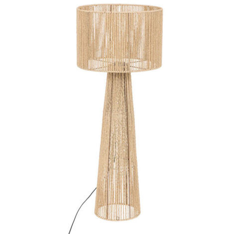 Atmosphera – Lampadaire salon métal et papier 97cm – Couleur beige – Interrupteur à pied – Design en papier tissé – Forme ronde