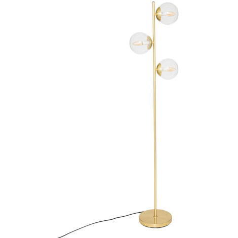 Atmosphera – Lampadaire trépied 3 globes en verre et métal doré H 162 cm – Construction métallique durable – Ambiance chaleureuse pour salon