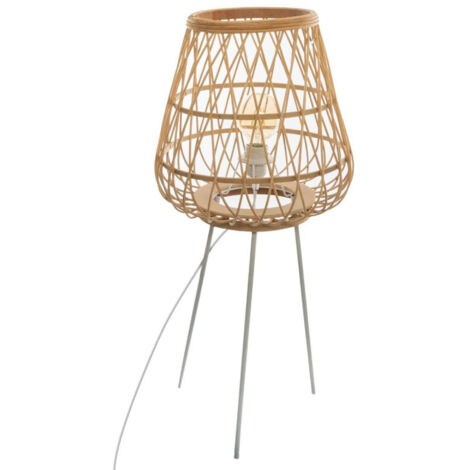 Atmosphera – Lampadaire trépied en bambou et métal – H76cm – Compatible avec ampoules E27 – Pour éclairage salon et chambre