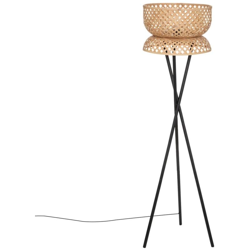 Lampadaire trépied Suny bambou noir H145cm Atmosphera créateur d'intérieur