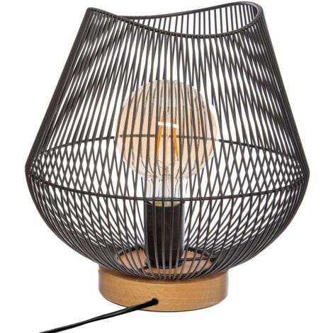 Atmosphera – Lampe à poser en métal filaire noir H 28 cm – Abat-jour ajouré pour ambiance chaleureuse – Compatible ampoule E27 jusqu'à 40W – Indice IP20