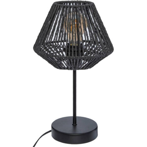 Atmosphera – Lampe à poser métal abat-jour papier tressé H 34 cm – Compatible E27 – Puissance max 40W – Longueur câble 150 cm