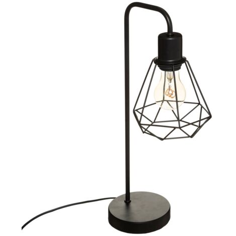 Atmosphera – Lampe à poser métal filaire noir H 46 cm – Douille E27 – Puissance max 40W – Longueur câble 150 cm – Pour bureau et coin lecture