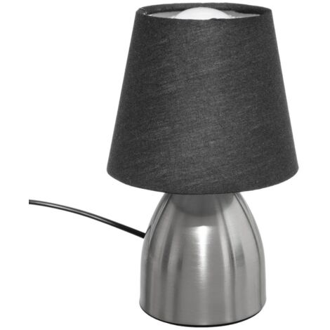 Atmosphera – Lampe à poser tactile en métal H 20 cm – Abat-jour en tissu – Douille E14 – Puissance max 40W – Longueur câble 150 cm