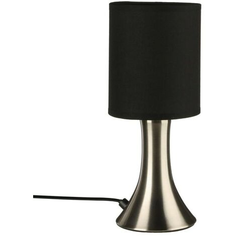 Atmosphera – Lampe à poser touch H28 noire – Abat-jour en PVC – Pied chromé – Éclairage tactile – Type d'ampoule E14 non fournie