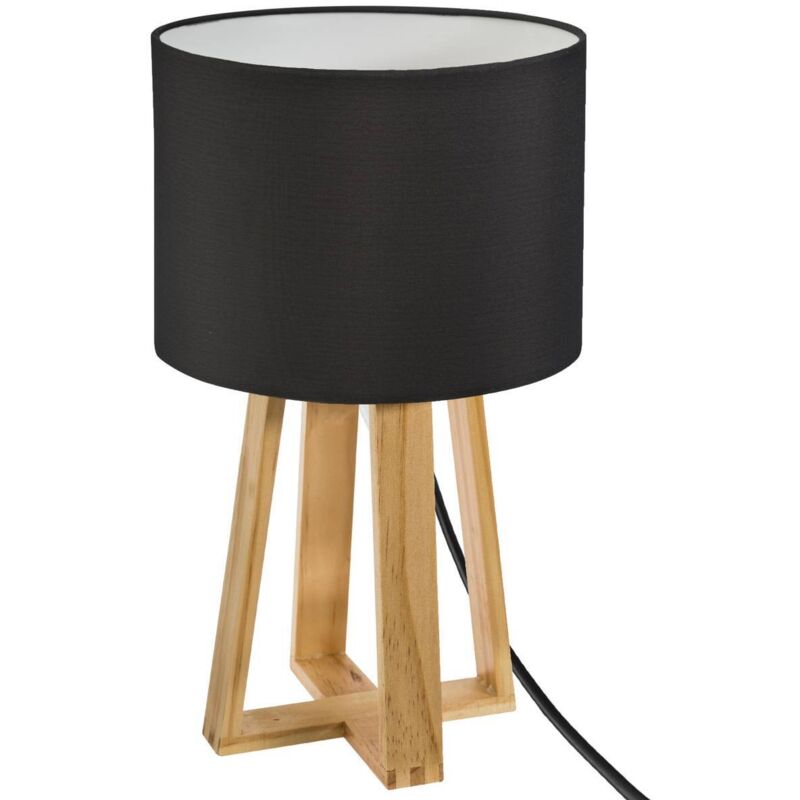 Atmosphera - Lampe à poser en bois Molu noir et beige, multi-pieds, h 46 cm, design moderne créateur d'intérieur