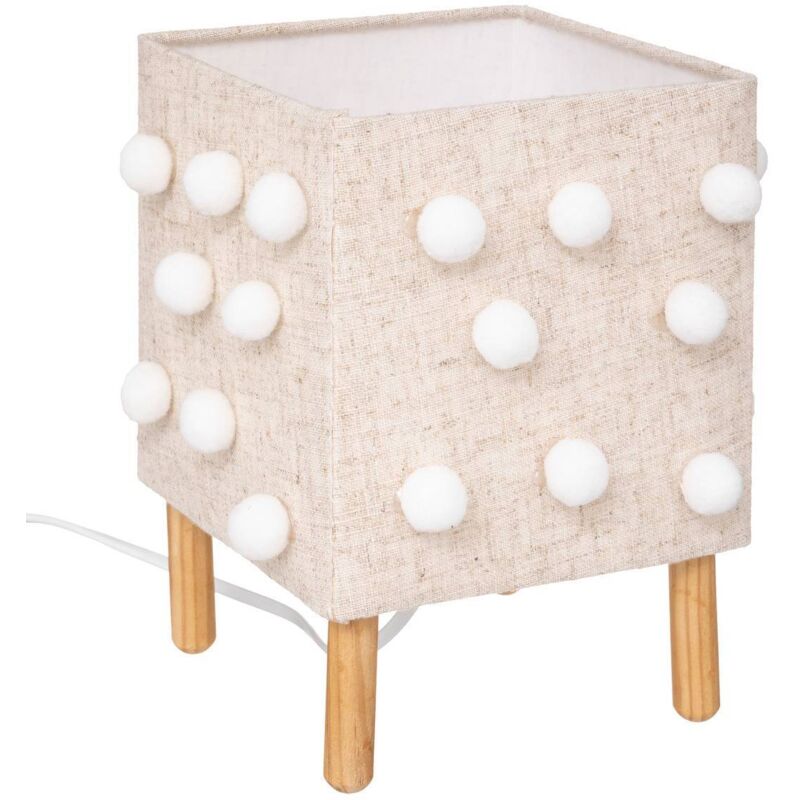 Atmosphera - Lampe pour enfant avec pin et pompons beige, hauteur 22 cm – Créateur d'Intérieur