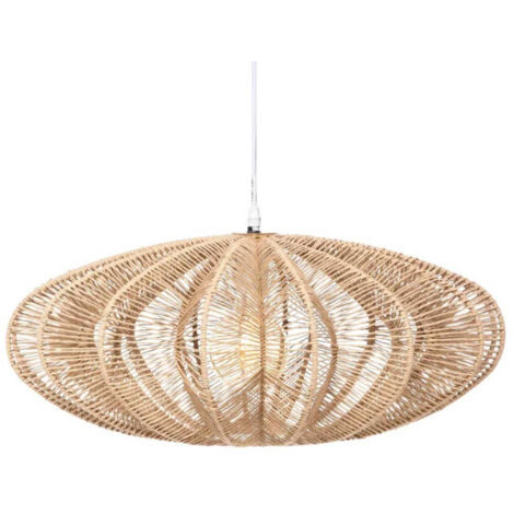 Atmosphera – Lampe suspension déco 57cm en papier et fer – Douille E27 – Éclairage d'ambiance pour salons et chambres – Couleur naturelle