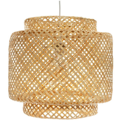 Atmosphera – Lampe suspension en bambou 40cm – Douille E27 – Puissance max 40W – Design rond naturel pour intérieur moderne