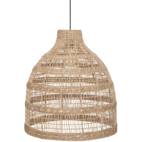 Atmosphera – Lampe suspension en osier 50cm beige – Douille E27 – Hauteur ajustable – Câble 100cm – Pour intérieur moderne