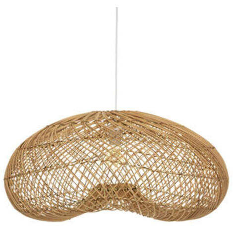 Atmosphera – Lampe suspension en rotin 68cm beige – Douille E27 – Hauteur ajustable – Câble 100cm – Pour intérieur moderne
