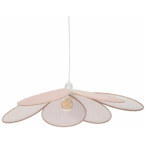 Atmosphera – Lampe suspension enfant pétale 64cm rose – Fer et polyester – Douille E27 – Puissance 40W – Câble 100cm – Éclairage décoratif