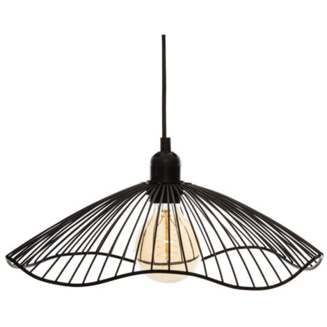 Atmosphera – Lampe suspension métal noir 34cm – Douille E27 – Hauteur 15,5cm – Câble 88cm – Puissance max 40W – Éclairage moderne pour intérieur
