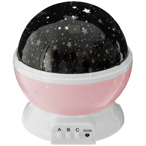 Atmosphera – Lampe veilleuse projecteur d'étoiles rose – Fonctionne sur secteur et USB – 7 combinaisons de couleurs – Dimensions 12,4 x 12,4 x 14 cm